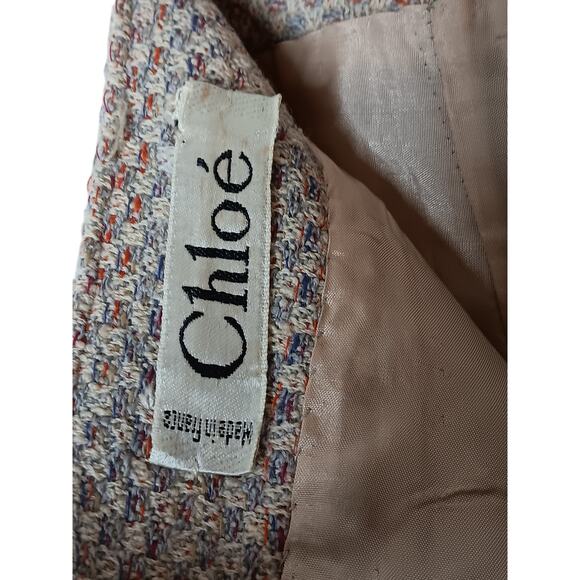 Chloé Pink Purple Tweed Wool Skirt S/M Button Front France Lined Classic Mod - Picture 9 of 9